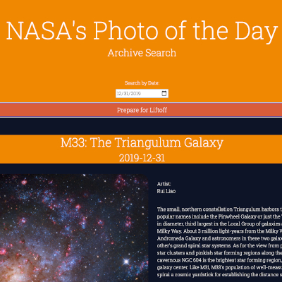 NASA Photo of the Day App Preview